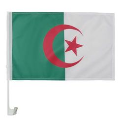 AZ FLAG - Drapeau Algérie Pour Décoration Voiture Avec Attaches En PVC Et Système d'Accroche - Car Flag Algérien - 100% Polyester - 50g - 45x30 cm