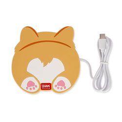 Legami - Calienta Taza USB, Warm it up, 10 x 10 cm, de Vinilo, Ideal para Tazas y Vasos con Fondo Plano, Entrada USB, Tema Corgi