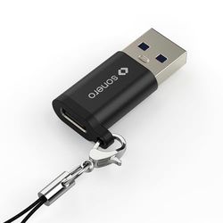 Sonero USB A till USB C-adapter, 3A 15W snabbladdning, 480 Mbps dataöverföring, OTG, kompatibel med iPhone, Samsung Galaxy, Watch, Google Pixel och många fler, aluminium/svart
