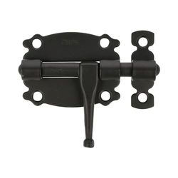 Amig - Pino de sobreposição para portas e móveis Mod. 484 - Trava de segurança para fecho horizontal - material de aço com eixo de Zamak - 60 mm - estilo rústico - inclui parafusos - preto