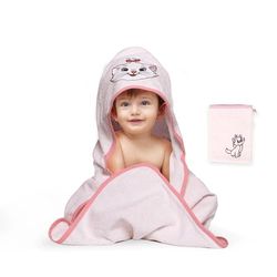 Disney Home Marie Cat zestaw ręczników z kapturem dla niemowląt do 5 lat, miękki i chłonny, certyfikat Oeko-Tex, 2-częściowy, ręcznik z kapturem 80 x 80 cm, myjka 15 x 20 cm