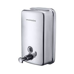 VANNSOO Distributeur de Savon Mural Commercial en Acier Inoxydable avec Pompe à Liquide antirouille, Anti-Fuite, pour Salle de Bain (1000 ML)