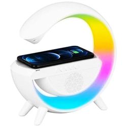 GC GLOBALCOMMERCE Lampada da Tavolo LED Luce Notturna con Cassa Altoparlante Speaker Bluetooth e Ricarica Wireless