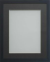 Frame Company Jellybean Range Black Wooden A4 Picture Photo Frame with Grey Mount for Image 10x6 inch * Choice of Colours & Sizes* Fitted with Perspex