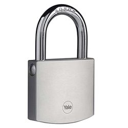 Yale Y120DB/60/135/1 - Cadenas de sécurité laiton chromé 60 mm, anse bore, 3 clés réversibles - Pour garage, portail, abris de jardin...