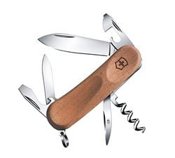 Victorinox Holz Taschenmesser Evolution Wood 10 (11 Funktionen, Nussbaumholz, Klinge, Nagelfeile, Nagelreiniger)