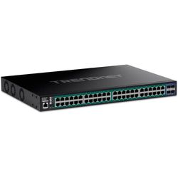 TRENDnet 52-Port Gigabit Web Smart PoE+ Switch with 10G SFP+ Ports, TPE-3524SF, 48 x Gigabit PoE+ Ports, 4 x 10G SFP+ Ports, 740W PoE Power Budget, Lifetime Protection, Black