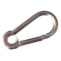 Merriway BH05010 Spring Snap Carabiner Hook with Eye, A2 316 Marine Grade Stainless Steel M5 (3/16 inch)
