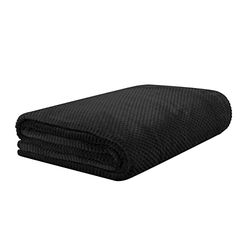 HOMLA Noah överkast 220 x 240 cm – sängöverkast sofföverkast, gosig filt – fluffig och mjuk – polyester svart