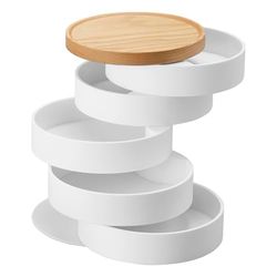 Yamazaki 5312 TOSCA 5-Tiered Accessory Box, White, Wood/Steel/ABS Resin, Minimalist Design, 10 x 10 x 12.5 cm (LxWxH)