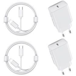 30W Chargeur USB C Rapide for iPhone 14/14/Pro/14 Pro Max/14 Plus/13 12 11 SE XR X XS 8, 2 Pack USBC Charger Prise Secteur Type C Alimentation Adaptateur et 2M Cable