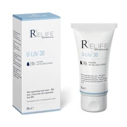 Relife U-Life 30 - Crema mani ultra rigenerante con azione protettiva per l'idratazione di zone localizzate ed esposte con Urea al 30% e Glicerina. Crema da 50 ml
