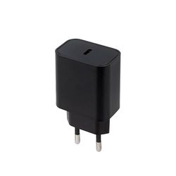 Zwarte snellader type C 20 W, 110-240 V, 50/60 Hz, 0,5 A, compatibel met smartphones