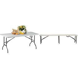 SARO Party 182 Mesa Plegable, Metal, Blanco, 76 x 183 x 72 cm + 2 x 335 – 1020 Siesta Party Banco