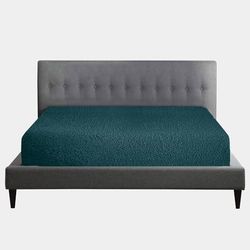 Sábana Bajera Ajustable de Forro Polar para Cama Individual con Esquinas elásticas, sábana de poliéster con Botones de Color Verde