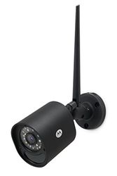 Motorola FOCUS 72 Outdoor bewakingscamera met wandmontage, zoom, infrarood nachtzichtfunctie en een bewegingsmelder, LAN, WLAN en app, zwart, UK stekker