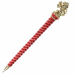The Noble Collection Harry Potter guldpläterad Gryffindor-penna – 21 cm (8 tum) röd handemaljerad penna med lejonhusmaskot – officiellt licensierad filmset filmrekvisita gåvor brevpapper