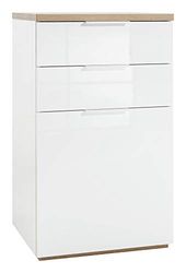 Composad | Credenza della Linea MUNDI 2 Cassetti e 1 Anta, Mobile Salvaspazio Ingresso, Armadietto Salvaspazio, (LxAxP) 60x102,30x50 cm, Colore Rovere e Bianco Laccato, Made in Italy