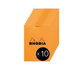 RHODIA 12600Cpack – notitieblok nr. 12 oranje – 8,5 x 12 cm – gelinieerd – 80 afneembare vellen – wit Clairefontaine-papier 80 g/m² – omslag van gecoate kaart – verpakking met 10 blokken