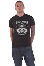 Willie Nelson T Shirt Skull Logo Nouveau Officiel Homme Noir Taille M