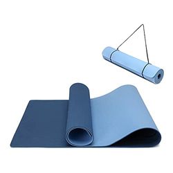 Yogamat, antislip en milieuvriendelijke TPE-sportmat met draagriem, gymnastiekmat voor pilates, workout, fitnessmat, 183 x 61 x 0,6 cm, marineblauw