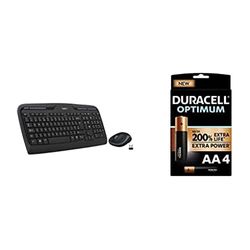 Logitech MK330 Wireless Keyboard and Mouse Combo, QWERTY US Layout - Black + Duracell NEW Optimum AA Alkaline Batteries [Pack of 4] 1.5 V LR6 MX1500