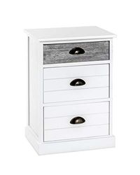 HAKU Möbel Cómoda gris, blanco, Madera maciza, metal - Dim.: AN 41 cm x AL 60 cm x P 31 cm, Estilo: Muebles Costeros