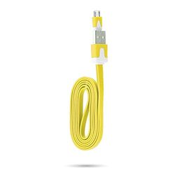 Shot fodral laddningskabel för Nokia 1 Plus USB/Micro USB 1M universell noodle synkronisering kontakt (gul)
