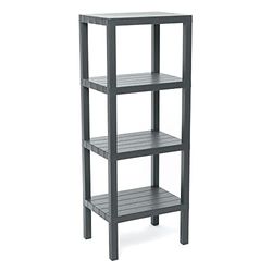 TATAY Scaffale Bagno a 4 Ripiani | Resistente all’Umidità | Inclusi Viti e Compatibile con Sistema Quick Fix | Per Interni ed Esterni | Portata fino a 40kg – Modello Lombok – Grigio