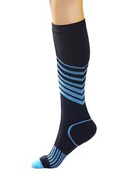 Kreori Hombre compresión Deportivas, largas, trombosestruempfe, Deporte, Medias de Apoyo, Vuelo médico, Azul Claro-1 Par, L-XL