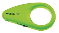 Westcott E-16473 00 Mini kartonopener met keramische lemmet keramische veiligheidslemmet en geïntegreerde lemmetbeschermer, groen