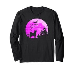 Spooky Norwegian Elkhound & Haunted House Halloween Maglia a Manica
