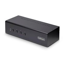 StarTech.com Switch Conmutador KVM de 4 Puertos y 2 Monitores DisplayPort - 4K 60Hz - Hub Ladrón 2 Puertos USB 5Gbps - 2X USB 2.0 HID - Teclas de Acceso Rápido y Botones - TAA (P4DD46A2-KVM-SWITCH)