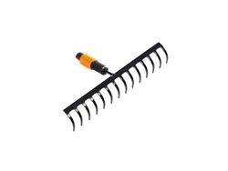 Fiskars Rastrillo de dientes curvados, 14 dientes, Cabezal de herramienta QuikFit, Largo: 36 cm, Acero al carbono, Negro/Naranja, QuikFit, 1000653