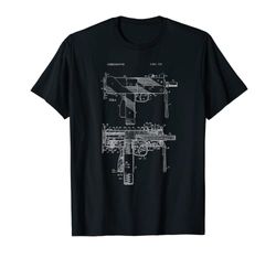 Vintage MAC-10 Uzi Blueprint Shirt - Machine Gun Disegno Tee Maglietta