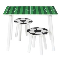 HOME DECO KIDS, HD0567, Table et 2 tabourets pour Enfants, Design Moderne et épuré, Confort Optimal, Polyvalent pour Jeux et Repas, Facile à Nettoyer, sécurité renforcée, 60x40x45 cm, Vert Noir Blanc