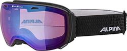 ALPINA BIG HORN QV - Masque de ski miroir, photochromique et à contraste amélioré avec protection UV 100% pour adultes, black matt, one size