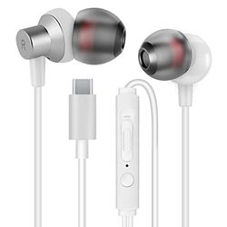 MAS CARNEY TI3 USB C hoofdtelefoon, Type C oortelefoon bedraad met microfoon, compatibel met Samsung, VIVO, OPPO, Mi, Google Pixel en Apple iPhone 15