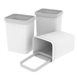 Cetomo 8.2L* 3 Set, Afvalmand Prullenbak, Afvalmand, Papierbak, Vuilnisbak voor Badkamers, Keuken, Thuiskantoren, Slaapzalen wit