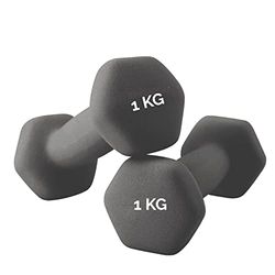 Zeshoekige gewichten van neopreen, antislip, 1 paar (2 x 1 kg)