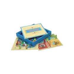 Jeujura Caja, Bandeja Reversible pequeños Caballos Ganso-peones de Madera-El árbol para Jugar-Juego de Mesa-Edad mínima: 3 años, Color Blanco (66310)