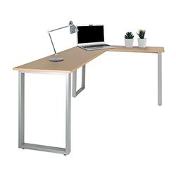 hjh OFFICE 830080 hoekbureau 165 x 120 cm Workspace Basic I beuken/zilver bureau in L-vorm met stalen frame