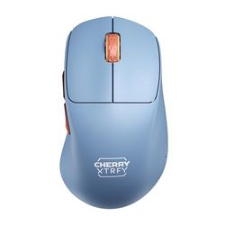 CHERRY XTRFY M64 WIRELESS Souris de Gaming Sans Fil Ultralégère, Sans Fil 2,4 GHz, Optimisée pour les esports, Forme Ergonomique avec Front Ultra Plat, Bleue