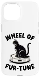Wheel Of Fur-Tune Cat On Robot Vacuum Cleaner Cat Case for iPhone 15