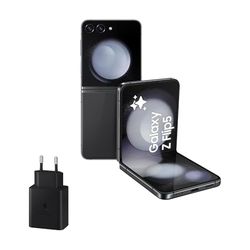 Samsung Galaxy Z Flip5, 512 GB + Cargador 45W - Teléfono Móvil Plegable con IA, Smartphone Android Libre, 8GB de RAM, Diseño Plegable, Gris (Versión Española)