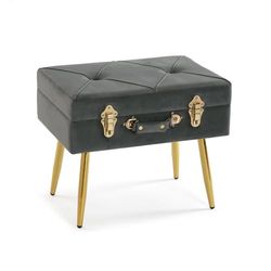 Versa Sängfot mörkgrå polyester metall furuträ MDF 34 x 42 x 50 cm
