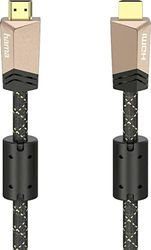 Hama HDMI-kabel 2.0 B (premium, HDMI-kontakt, kabel, 18 Gbit/s, 4K, HDR, full metal, guldpläterad, 0,75 m) svart/brun