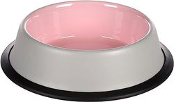 Flamingo Gamelle pour Chats Nell - Gamelle Antidérapante Multi-usages pour Animaux de Compagnie - 200ML - INOX - Anneau antidérapant Amovible en Caoutchouc