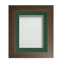 Frame Company Watson Brown Picture Photo Frame fitted with Perspex, 16x12 inch with Bottle Green Mount for image size 14x10 inch