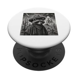 Raccoon Alien UFO Funny Raccoon Poncho Retro Hombres Mujeres PopSockets PopGrip Adhesivo